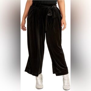 RACHEL Rachel Roy Womens Plus Rose Velvet Illusion Cropped Pants Black